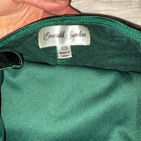 Emerald Sundae Satin Mini Dress in Green - Picture 4 of 4